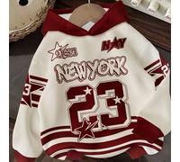 Shein Sudadera casual de mujer para otoño e invierno, estilo Y2K, vuelta al cole, ajuste urbano hip hop, con estampado gráfico de letras New York