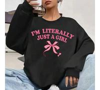 Shein Sudadera con capucha casual con estampado de letras y lazos "SOY LITERALMENTE SOLO UNA CHICA". Adecuada para las temporadas de primavera y otoño. Apro