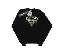 Shein Sudadera con capucha con escudo floral de Supergirl para mujeres/señoras (negro)