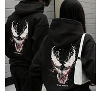 Shein Sudadera con capucha con estampado de Marvel Venom para San Valentín, diseño unisex, sudadera de manga larga con hombros caídos, tela suave, adecuada