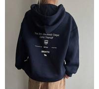 Shein Sudadera con capucha con forro térmico, hombros caídos y cordón, con gráfico de eslogan "Eres absolutamente único, ámateSTRONG, encuentra el mejor lad