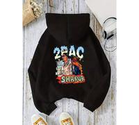 Shein Sudadera con capucha con gráfico "Todas las miradas sobre mí" para hombres - Moda hip-hop con diseño de dibujos animados vivos, lavable a máquina, cóm