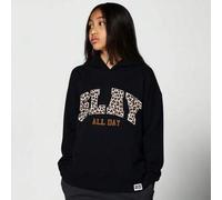 Shein Sudadera con capucha de estampado de leopardo "Slay All Day" para niñas, para la escuela y uso casual en invierno y otoño
