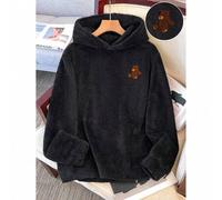 Shein Sudadera con capucha de felpa con bordado de oso de peluche, talla grande para hombre, adecuada para otoño/invierno, regalo para amigos, uso diario mi
