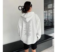 Shein Sudadera con capucha de hombro caído con gráfico de eslogan: EL SIGNIFICADO DE LA VIDA ES TENER UN GRAN PROPÓSITO Y ESTAR DECIDIDO A LOGRARLO. CADA VE