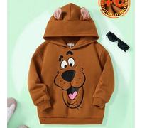 Shein Sudadera con capucha de manga ancha y caída suelta con aplicación de oreja de perro de dibujos animados para niño, para otoño/invierno