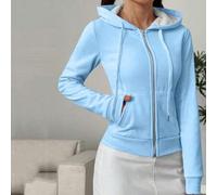 Shein Sudadera con capucha de manga larga con bolsillo, de ajuste ceñido y estilo vintage clásico, de punto elástico para mujeres, graduación, maestros, vue