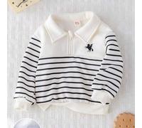 Shein Sudadera con capucha de manga larga con cremallera, cuello vuelto, de punto suave, con parches y rayas de estampado de caballos de dibujos animados pa