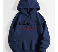 Shein Sudadera con capucha de manga larga con estampado BICHETTE d'amour, otoño e invierno de 2025. Estilo básico, estilo casual, versión holgada, gruesa y