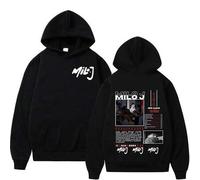 Shein Sudadera con capucha de mercancía del álbum 166 del rapero Milo J, sudaderas de hip-hop para hombre y mujer, ropa de manga larga, sudaderas oversize,