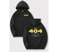 Shein Sudadera con capucha de moda para hombre con estampado "ERROR 404 HUMAN NOT FOUND" - Sudadera casual marrón con bolsillo, capucha con cordón y diseño