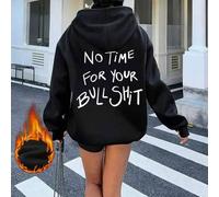 Shein Sudadera con capucha de moda para mujer otoño/invierno, estampada con el patrón "No Time For Your", suave y cómoda, top de otoño/invierno esponjoso ca