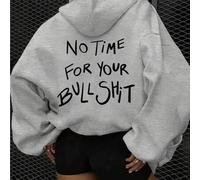 Shein Sudadera con capucha de moda para mujer otoño/invierno, estampada con el texto "No Time For Your", suave y cómoda, top de felpa casual para otoño/invi