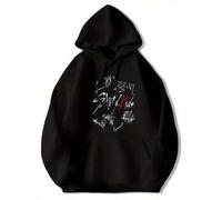Shein Sudadera con capucha de Stray - Sudadera holgada con firma del grupo de K-pop. Manga larga. Mezcla suave. Cálido para el invierno. Ropa de calle cómod