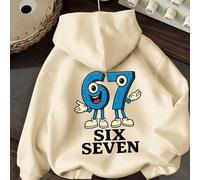 Shein Sudadera con capucha estampada "Italian Brain Rot Funny Number 67" para niño preadolescente, cálida y cómoda con forro térmico, adecuada para otoño/in