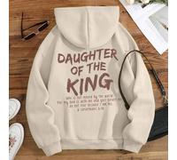 Shein Sudadera con capucha forrada térmicamente con bolsillo canguro e impresión de eslogan "HIJA DEL REY Quien no se conmueve por el mundo, porque mi Dios