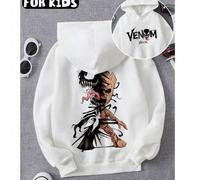 Shein Sudadera con capucha gráfica de Groot en forma de Venom para adolescentes/niños, personaje de Marvel, ajuste holgado casual de manga larga, otoño