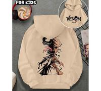 Shein Sudadera con capucha gráfica de Groot en forma de Venom para adolescentes/niños, personaje de Marvel, ajuste holgado casual de manga larga, otoño
