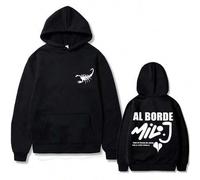 Shein Sudadera con capucha gráfica del álbum Rapper Milo J 111 para hombres y mujeres, moda hip hop, sudadera oversize casual de felpa de algodón para hombr
