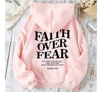 Shein Sudadera con capucha para mujer con estampado de eslogan "LA FE SOBRE EL MIEDO, EL SEÑOR ESTÁ DE MI LADO, NO TEMERÉ LO QUE PUEDA HACERME EL HOMBRE" SA