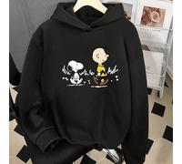 Shein Sudadera con capucha Snoopy Charlie Brown Walk Otoño e Invierno Simple y Perezosa; Estilo Básico Suelto y Casual para Niñas.
