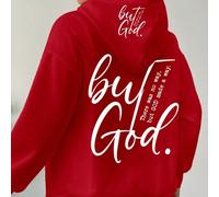 Shein Sudadera con capucha Tallas grandes para mujer con mensaje cristiano "Pero Dios hizo un camino" para Año Nuevo