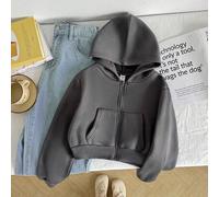 Shein Sudadera con capucha y cremallera, de corte holgado, cómoda y casual, para niña preadolescente, para volver al colegio en otoño e invierno