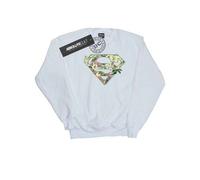 Shein Sudadera con escudo floral de Supergirl para mujer/dama (Blanca)