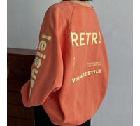 Shein Sudadera con estampado de eslogan, mangas raglán para mujer, estilo retro 087005421 Equilibrio trabajo-vida, SIGUE SONRIENDO, ESTILO VINTAGE, Tops de