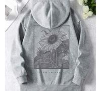 Shein Sudadera con estampado de girasol y texto "CRECER EN GRACIA" para mujer talla grande | Informal y holgada para otoño, invierno y primavera