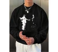 Shein Sudadera con estampado "Metro Boomin Heroes Fall Man" 100 % algodón para hombre; sudadera premium con cuello redondo y teñido anudado; camiseta deport