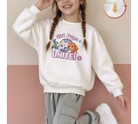 Shein Sudadera de algodón con hombros caídos para niñas, con estampado de cachorros adorables de Paw Patrol, sudadera informal de corte holgado, sudadera de
