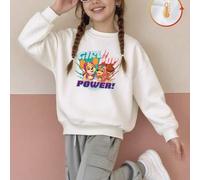 Shein Sudadera de algodón con hombros caídos para niñas, con estampado de cachorros adorables de Paw Patrol, sudadera informal de corte holgado, sudadera de