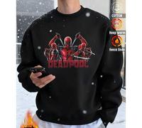Shein Sudadera de algodón para hombre, con estampado de Deadpool, estilo oversize, gruesa, cálida, de cuello redondo y corte holgado, ideal para climas frío