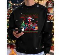 Shein Sudadera de algodón para hombre, con estampado de Deadpool, estilo oversize, gruesa, cálida, de cuello redondo y corte holgado, ideal para climas frío