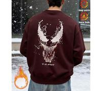 Shein Sudadera de algodón para hombres, sudadera con gráfico de Venom, ajuste holgado y oversize, cuello redondo, tela gruesa y cálida para clima frío, otoñ