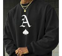 Shein Sudadera de cuello redondo con estampado de elementos de póker versátil y casual para hombres de K-GLORY