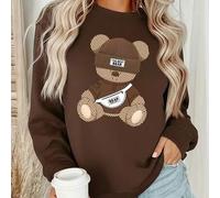 Shein Sudadera de cuello redondo con estampado de oso de peluche "THE BEST BEAR" de estilo callejero para mujer