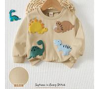 Shein Sudadera de cuello redondo de manga larga con patrón de dinosaurio 3D de dibujos animados para bebé niño