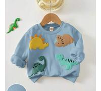 Shein Sudadera de cuello redondo de manga larga con patrón de dinosaurio 3D de dibujos animados para bebé niño