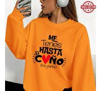 Shein Sudadera de cuello redondo para mujer, otoño/invierno, estampado gráfico de corazón con eslogan "Mi amor hasta que me canses", suave y versátil para u