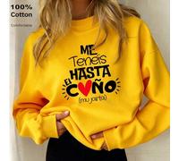 Shein Sudadera de cuello redondo para mujer, otoño/invierno, estampado gráfico de corazón con eslogan "Mi amor hasta que me canses", suave y versátil para u