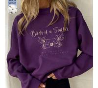 Shein Sudadera de cuello redondo para mujer, top de algodón para mujer, sudadera con capucha, sudadera con curvas, pájaros del mismo plumaje se juntan, esta