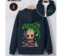 Shein Sudadera de manga larga con capucha para jóvenes y niños, de otoño, con el personaje de Marvel "I AM GROOT", informal, con capucha, bolsillo y cremall