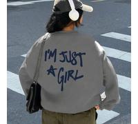 Shein Sudadera de manga larga para mujer, nueva llegada Otoño/Invierno 2025, diseño impreso "Soy solo una chica", corte relajado, tela gruesa, perfecta para