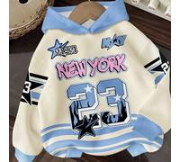 Shein Sudadera de mujer Y2K para otoño e invierno, estilo casual de calle, hip hop, con estampado de letras New York, para volver a la escuela