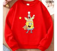 Shein Sudadera gris lisa de manga larga y corte holgado para niñas, con estampado de Bob Esponja y Patricio Estrella. Bob Esponja aparece abrazando un osito