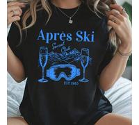 Shein Sudadera holgada con capucha para mujer "APRES SKI CLUB", top de verano, serie K-Pop warrior, top de algodón puro, ropa de mujer, ropa de verano para