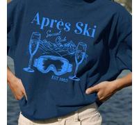 Shein Sudadera holgada con capucha para mujer "APRES SKI CLUB", top de verano, serie K-Pop warrior, top de algodón puro, ropa de mujer, ropa de verano para