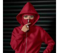 Shein Sudadera holgada con cremallera y bolsillo para mujer, con mascarilla, adecuada para otoño/invierno, Halloween, Navidad y otras ocasiones, versátil y